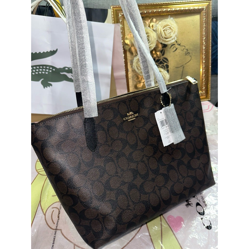 ORIG & IMPORTED CCH Zip Top Tote Brown Bag In Signature Canvas