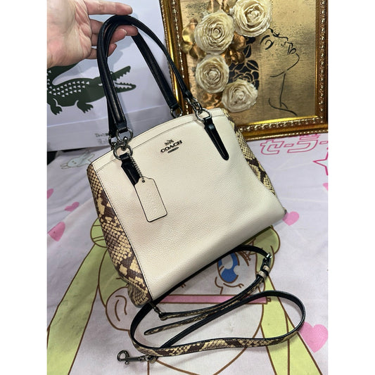 ORIG Preloved CCH Minetta Crossbody Bag with snake embossed trim white bag