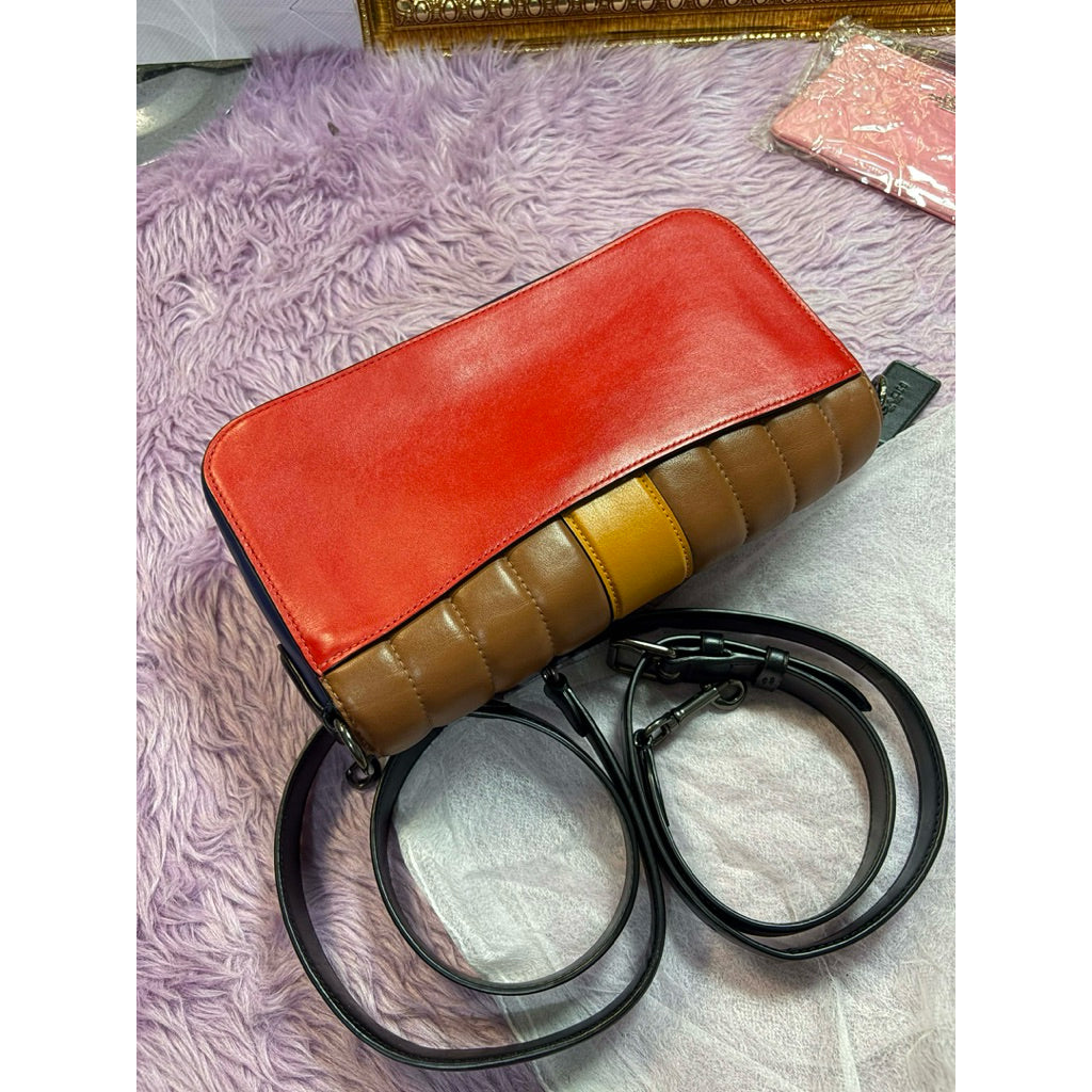 ORIG Preloved CCH Georgie Shoulder Bag with Linear Quilting Brown/Orange Bag