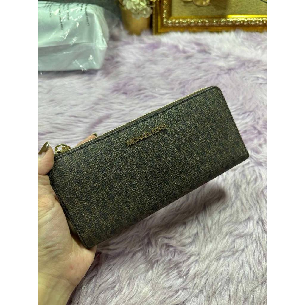 ORIG & IMPORTED MK Long Quarter-Zip Wallet Brown/Vanilla White/Pink