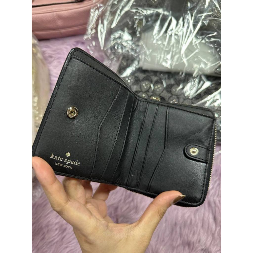 ORIG Preloved KS Staci Small Zip Around Black Wallet