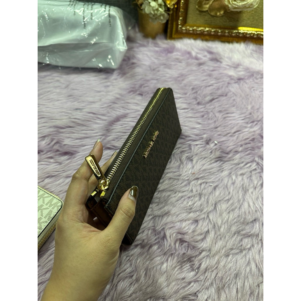 ORIG & IMPORTED MK Long Quarter-Zip Wallet Brown/Vanilla White/Pink