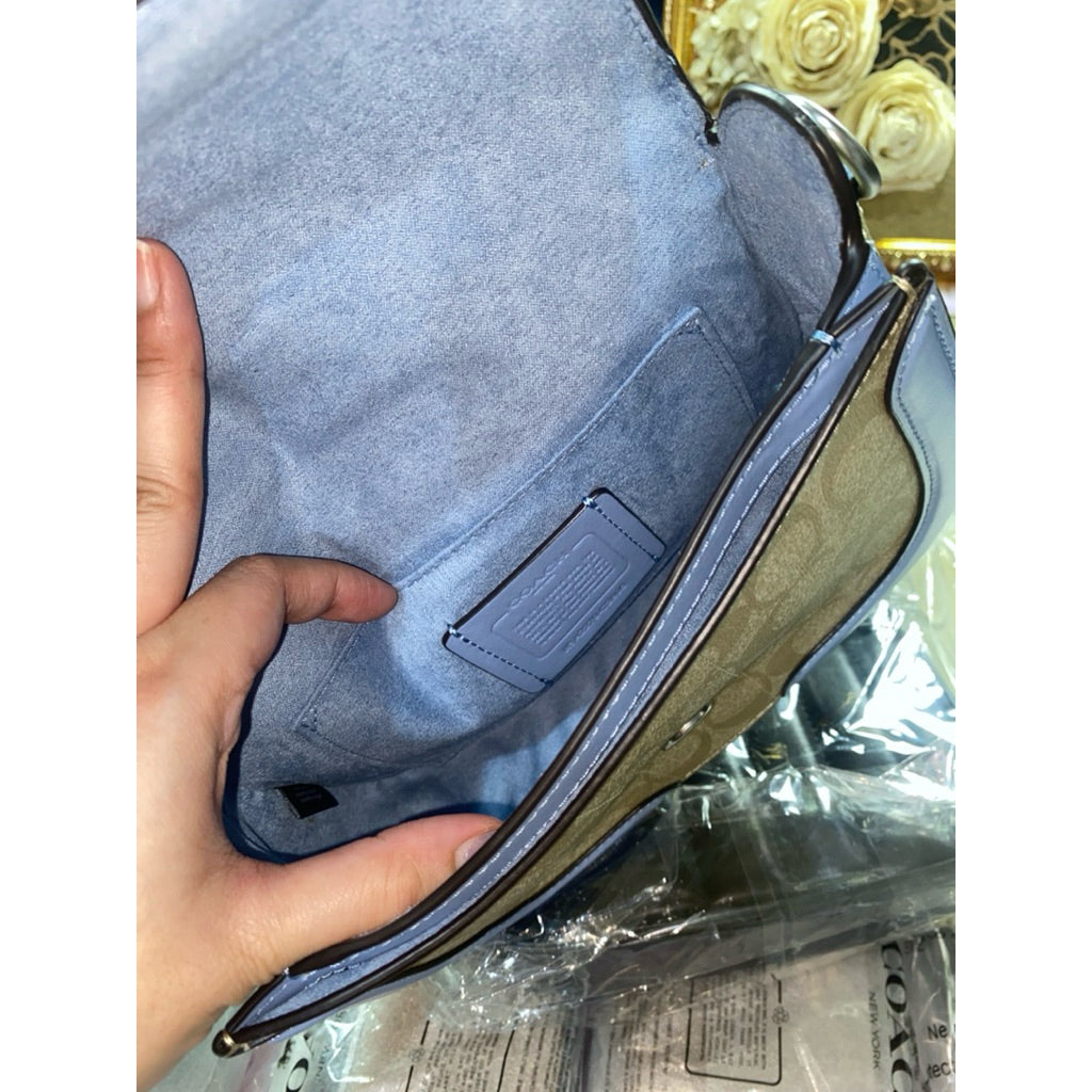 ORIG & IMPORTED CCH Georgie Saddle Bag In Signature Canvas Silver/Light Khaki/Marble Blue