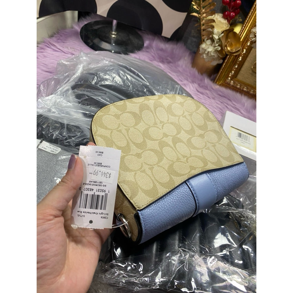 ORIG & IMPORTED CCH Georgie Saddle Bag In Signature Canvas Silver/Light Khaki/Marble Blue