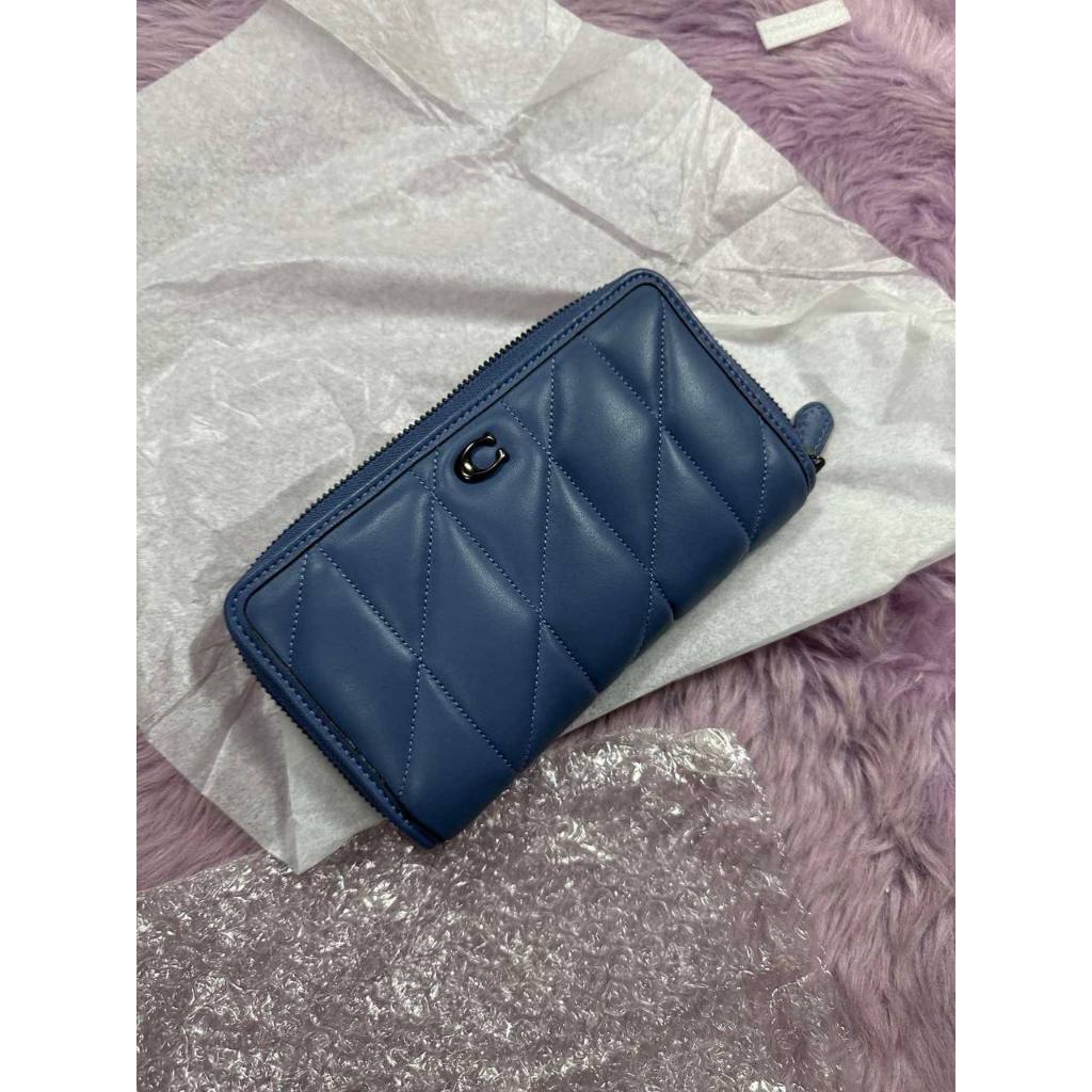 ORIG & IMPORTED CCH Accordion Zip Long Quilted Wallet Blue