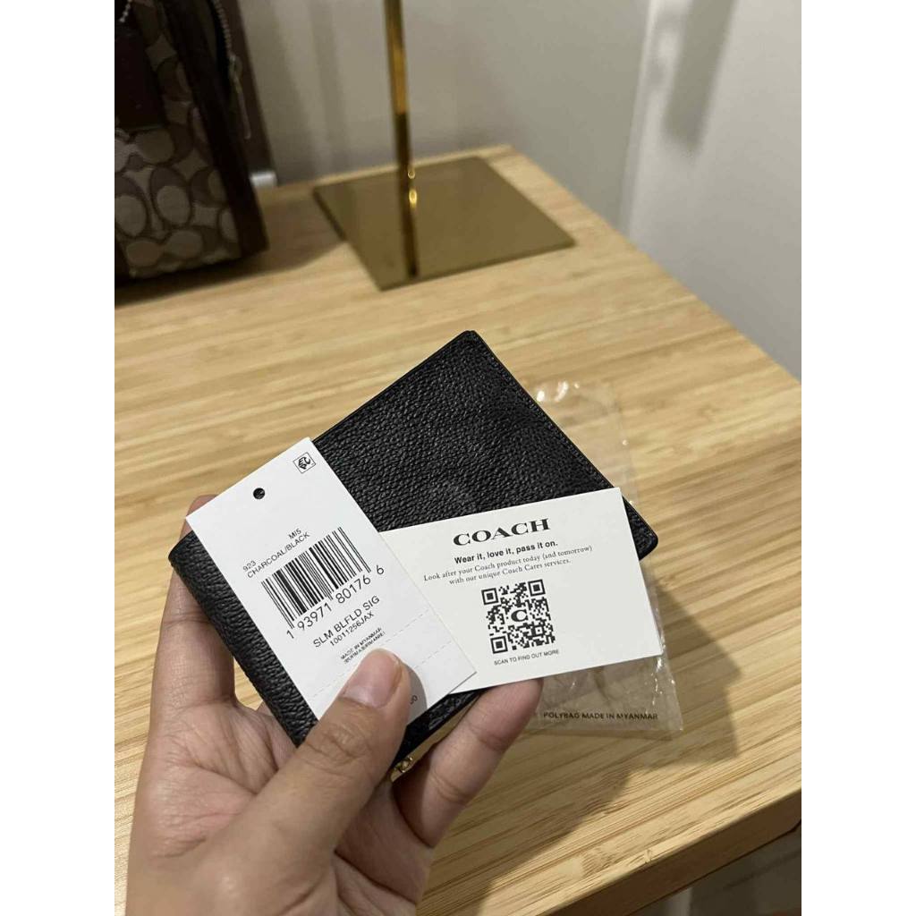 ORIG Preloved CCH Slim Billfold In Signature Canvas Men Black Wallet