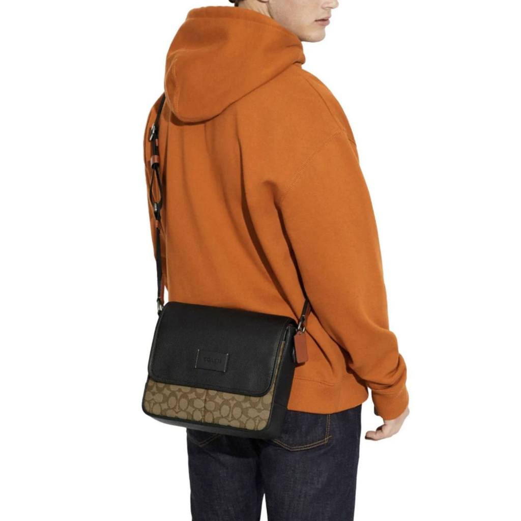 ORIG Preloved CCH Sprint Messenger Men Brown Bag In Signature Jacquard