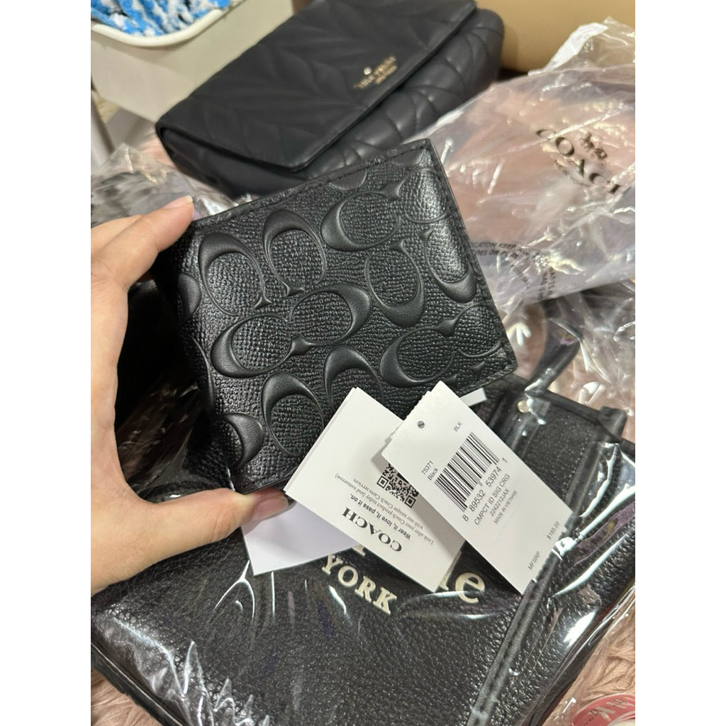 ORIG & IMPORTED CCH Compact ID 3-in-1 Wallet for Men in Signature Leather Black