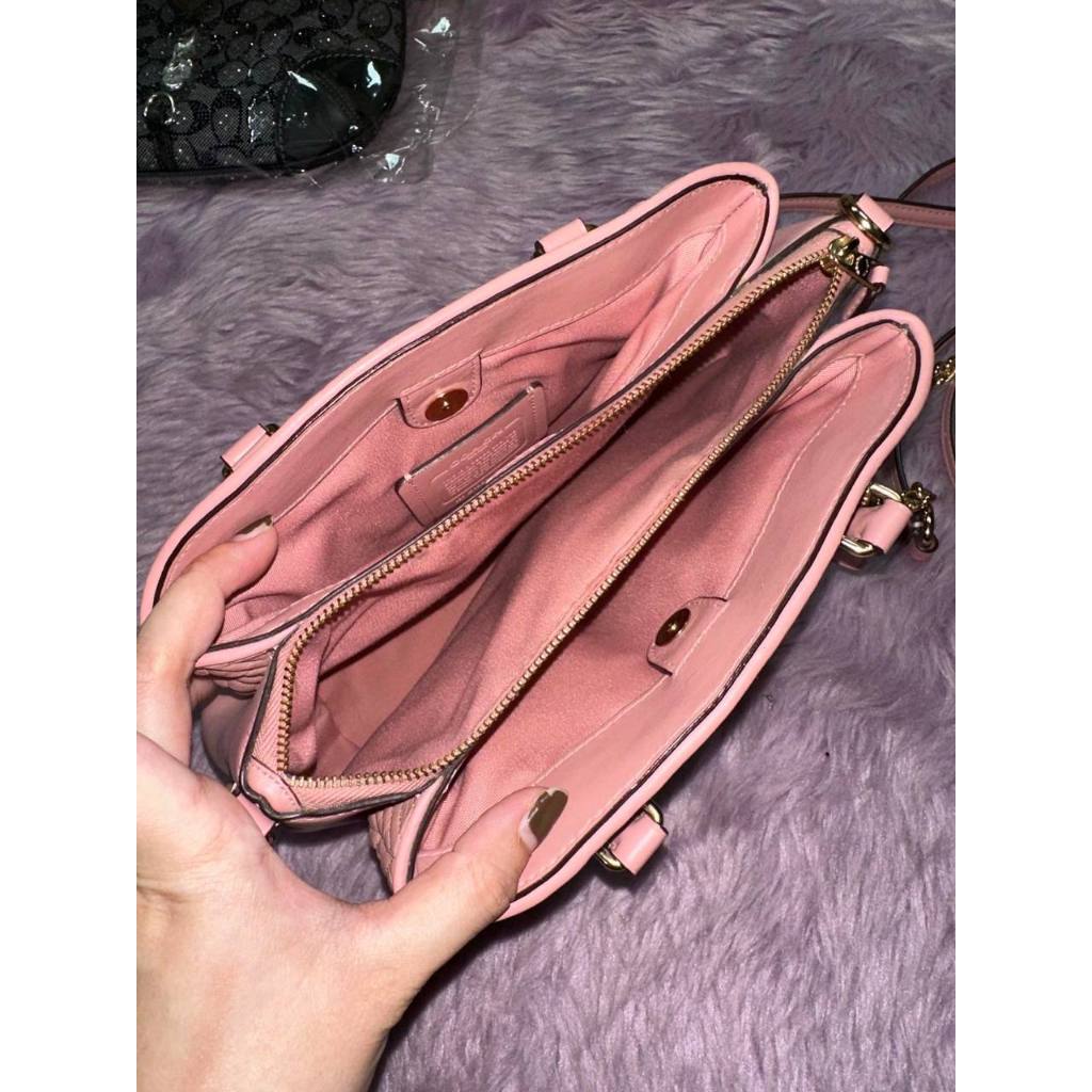 ORIG Preloved RARE CCH Mini Sage Carryall Satchel Small Pink Quilted Bag