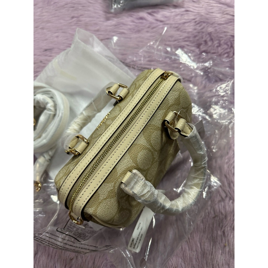 ORIG & IMPORTED CCH Mini Rowan Satchel Bag In Blocked Signature Canvas Light Khaki