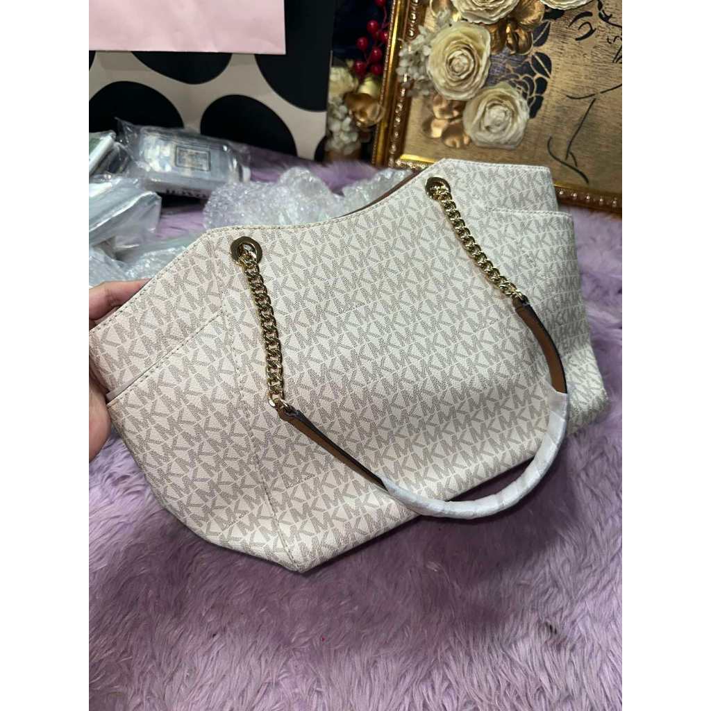 ORIG & IMPORTED MK Jet Set Large White Signature Logo Tote Bag