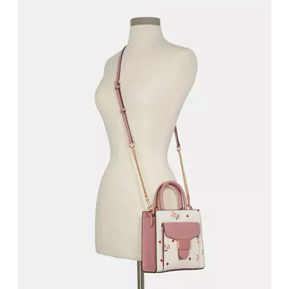 ORIG Preloved CCH Mini Pepper Crossbody With Heart Petal Print Small White Bag