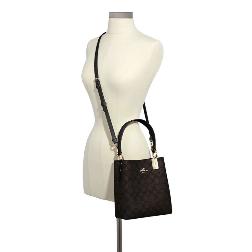ORIG Preloved CCH Small Town Bucket Bag In Signature Canvas Brown Black