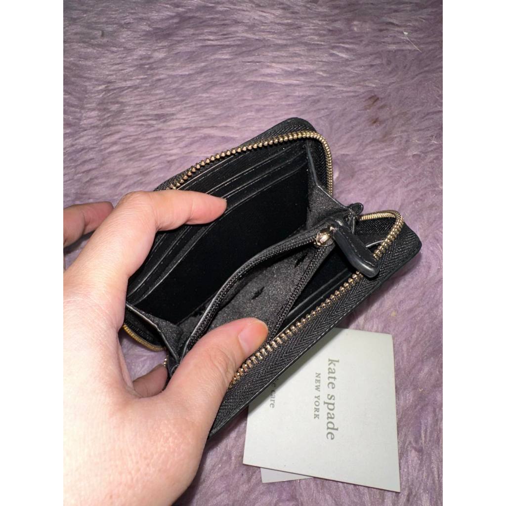 ORIG Preloved KS Darcy Small Zip Card Case Small Coin Card Wallet Black/White