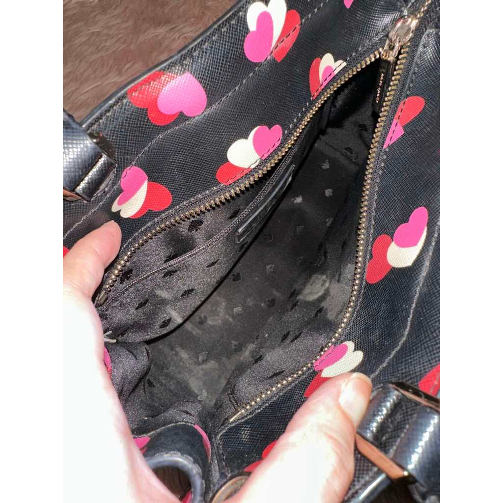 ORIG Preloved KS Staci Flutter Hearts Medium Satchel Black/Pink Bag