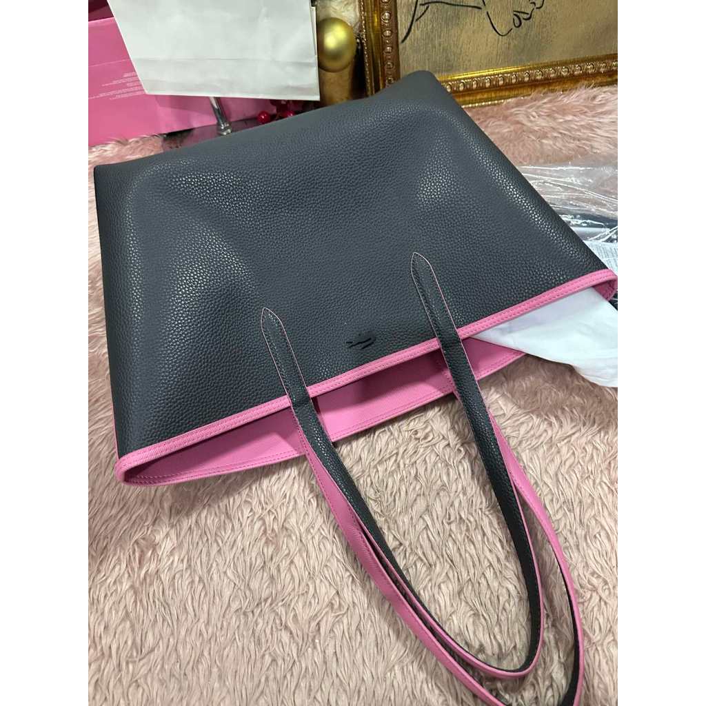 ORIG Preloved LCT Anna Reversible Tote Pink/Black Bag with Pouch