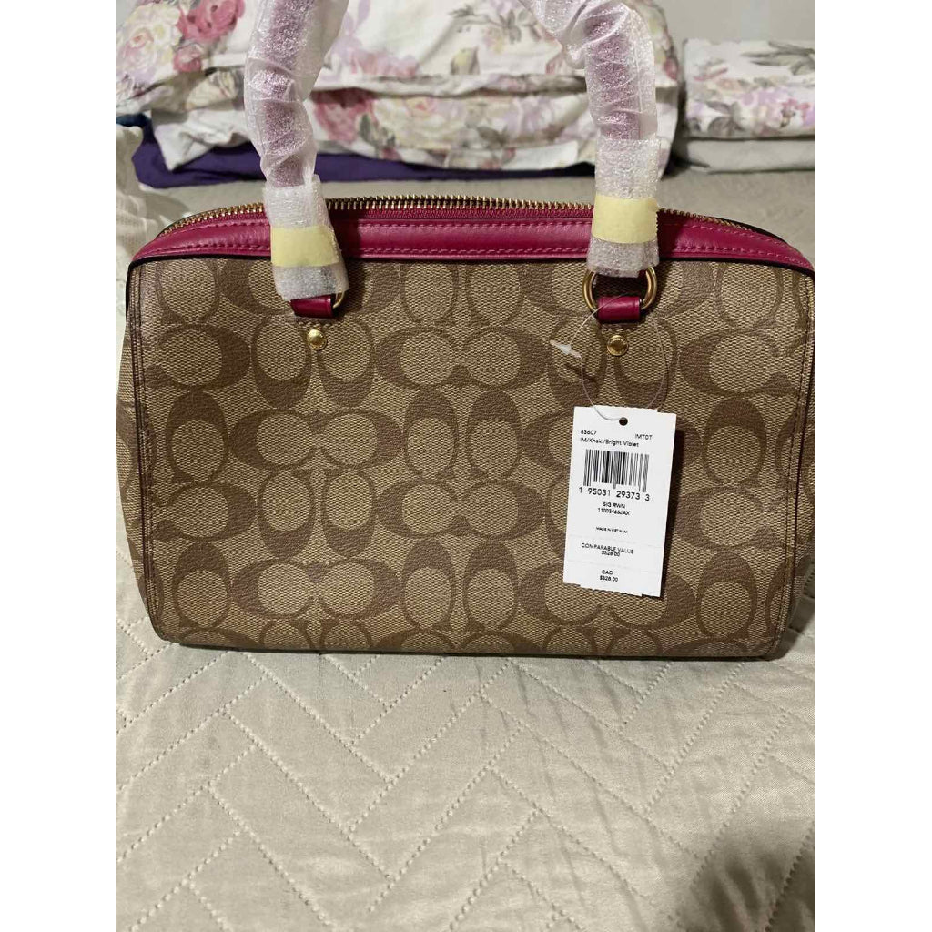 ORIG & IMPORTED CCH Rowan Top Zip Satchel Bag in Signature Canvas (Khaki / Pink)