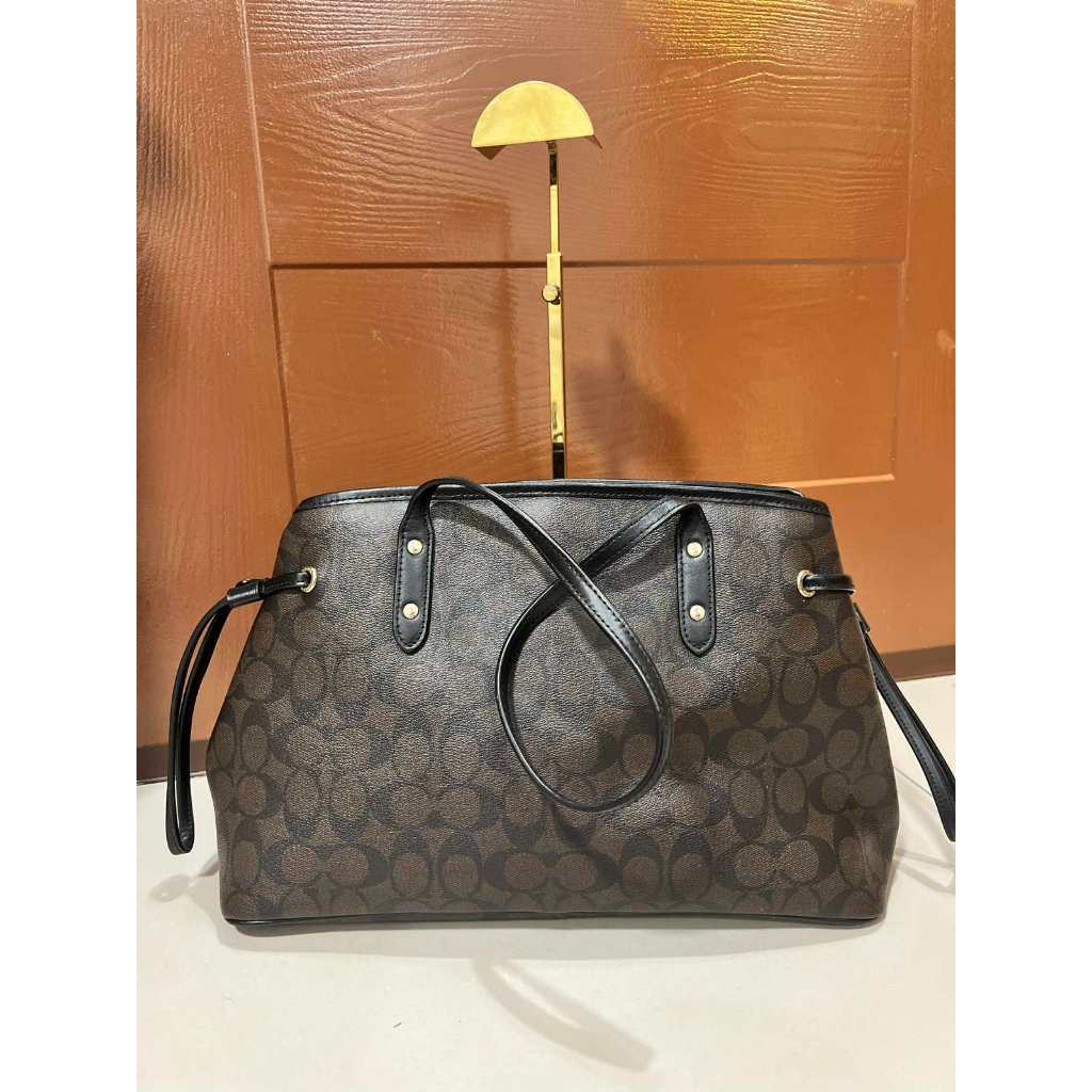 ORIG Preloved CCH Drawstring Carryall Tote Shoulder Bag Brown