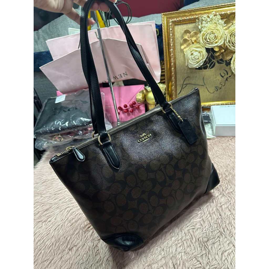 ORIG & IMPORTED CCH RARE Zip Top Tote Brown Medium Bag