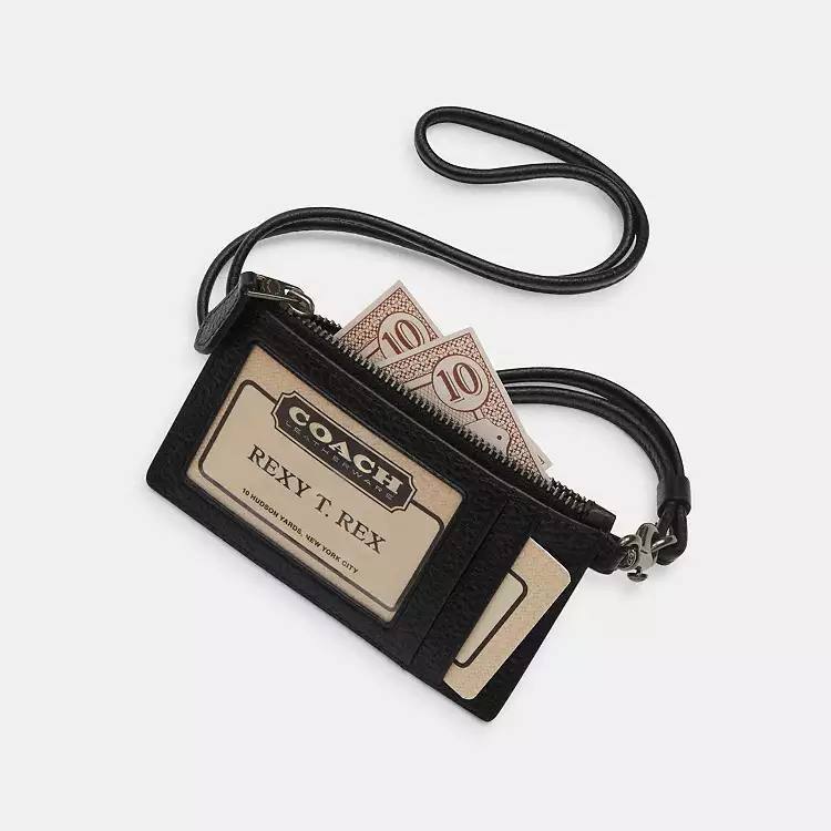 ORIG & IMPORTED CCH Zip Lanyard Card Case Black Wallet For Men / Unisex