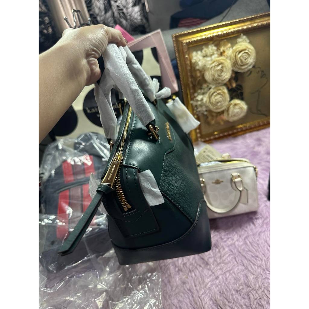 ORIG & IMPORTED MK Maya Medium Pebbled Leather Satchel Duffle Green Bag
