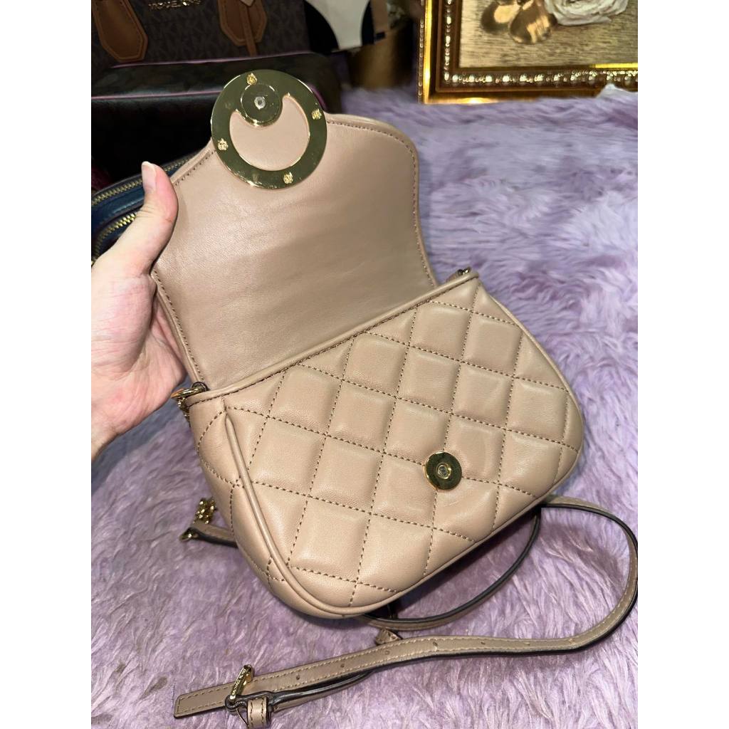 ORIG Preloved MK Fulton Small Quilted Leather Beige Crossbody Bag