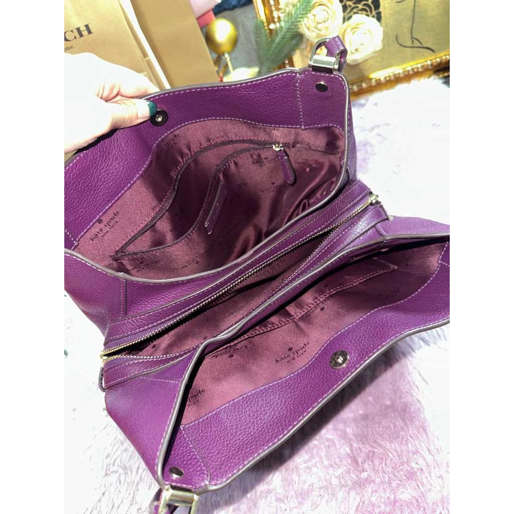 ORIG Preloved Kate Spade KS Leila Medium Triple Compartment Shoulder Purple Bag