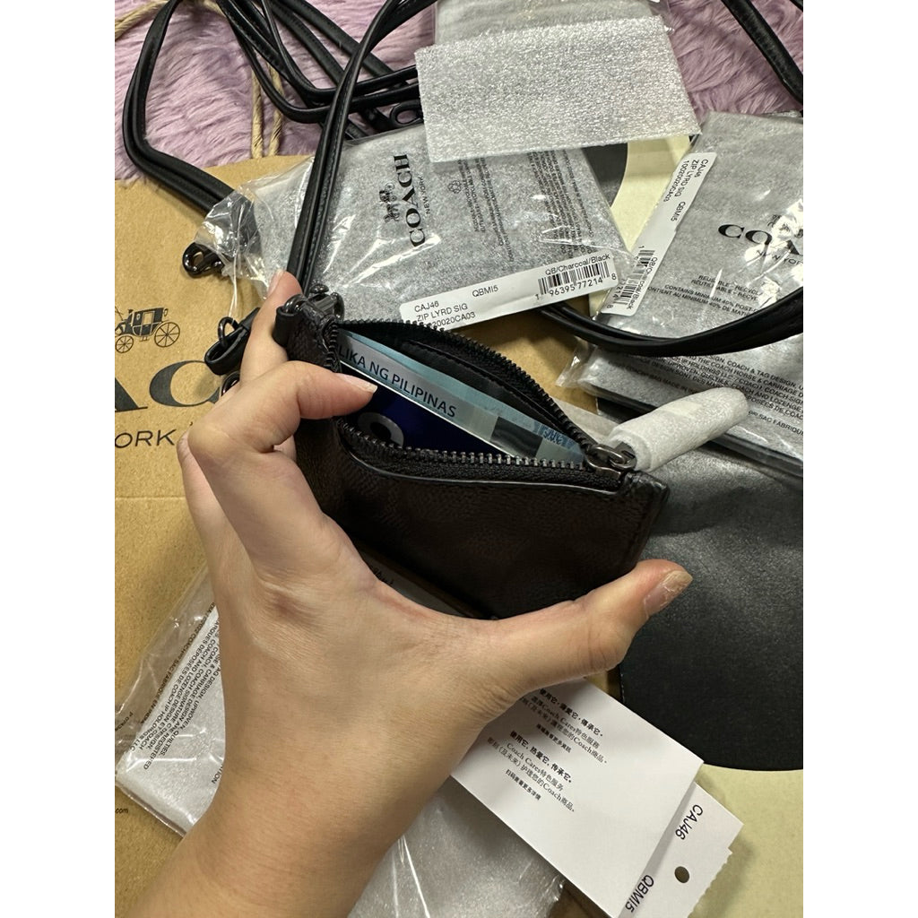 ORIG & IMPORTED CCH Zip Lanyard Card Case Black Wallet For Men / Unisex