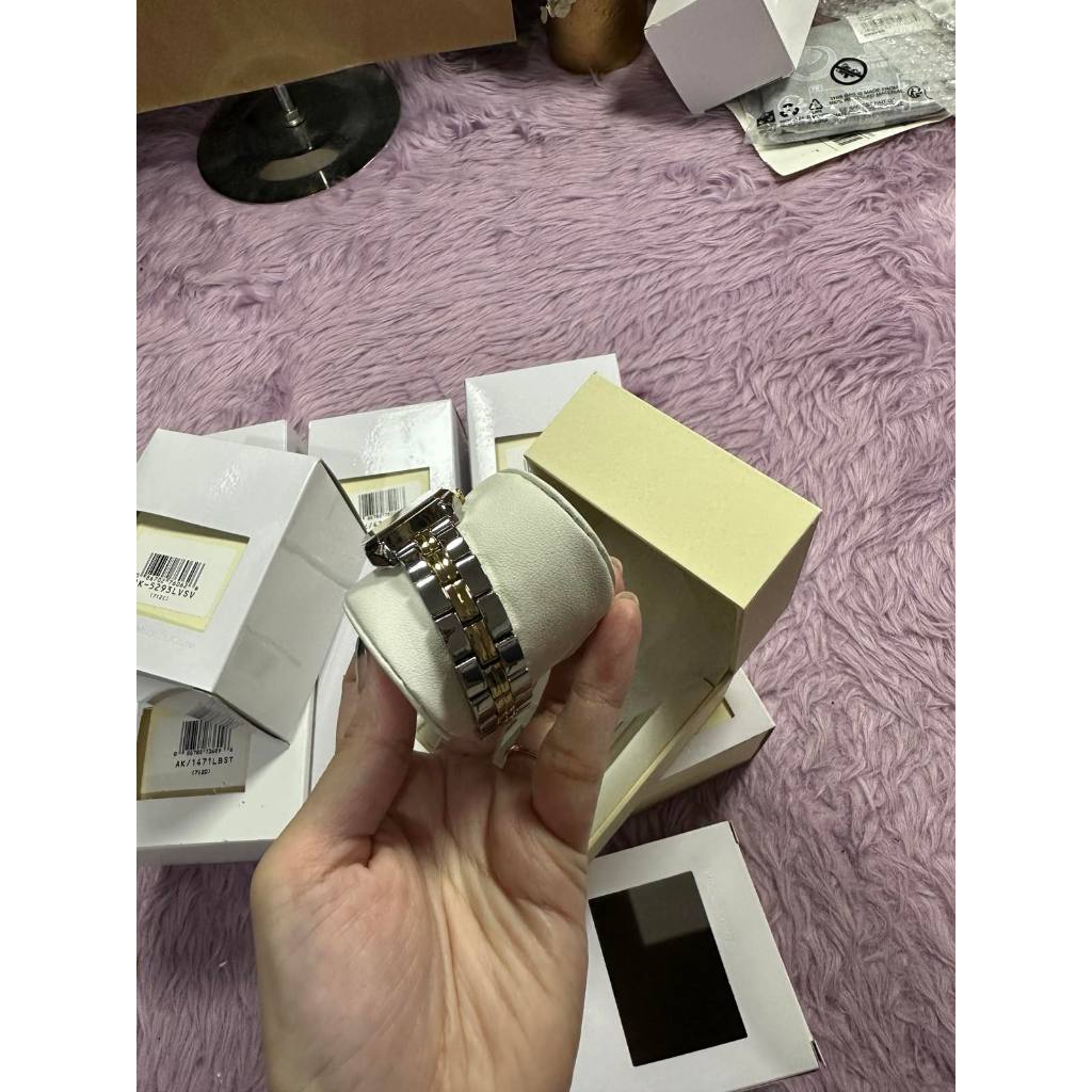 AUTHENTIC/ORIGINAL AK Two Tone Japanese Quartz Dress Watch with Metal Strap, Silver/Gold AK/3775SVTT