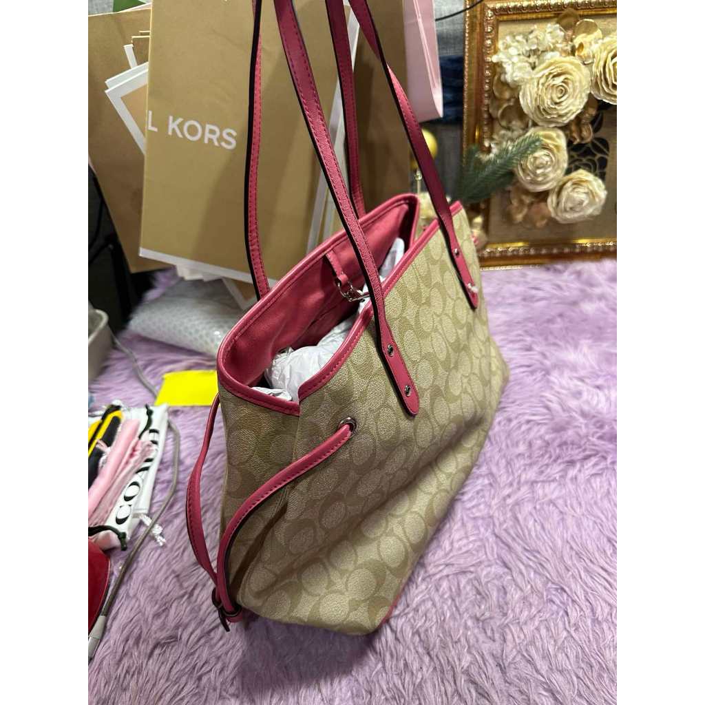 ORIG & IMPORTED CCH Drawstring Carryall Light Khaki/Pink Tote Bag