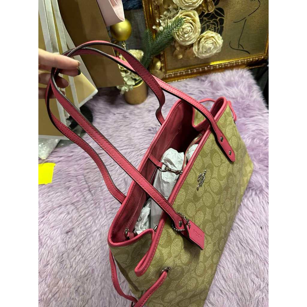 ORIG & IMPORTED CCH Drawstring Carryall Light Khaki/Pink Tote Bag