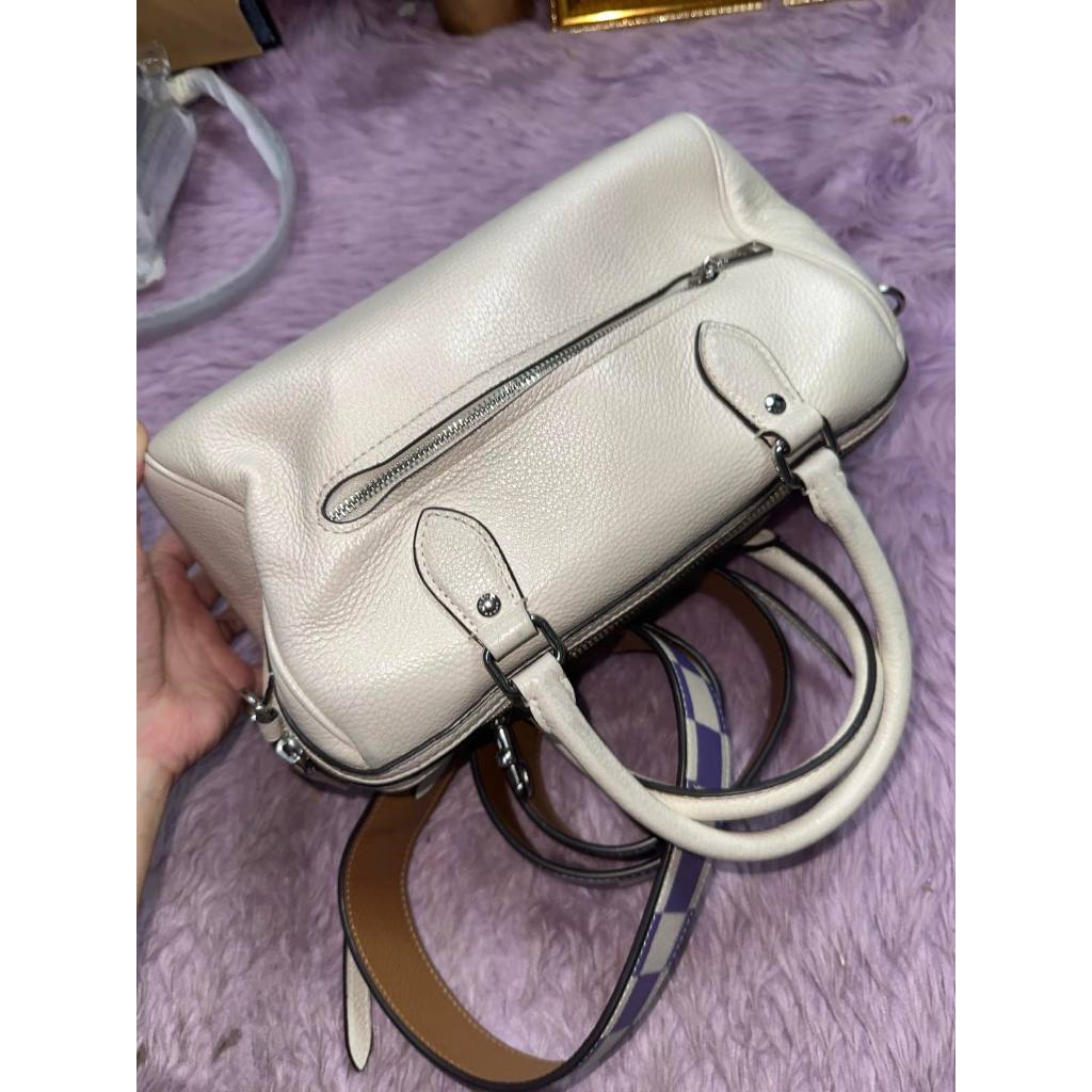 ORIG Preloved CCH Rowan Satchel White Bag With Thick Purple Strap
