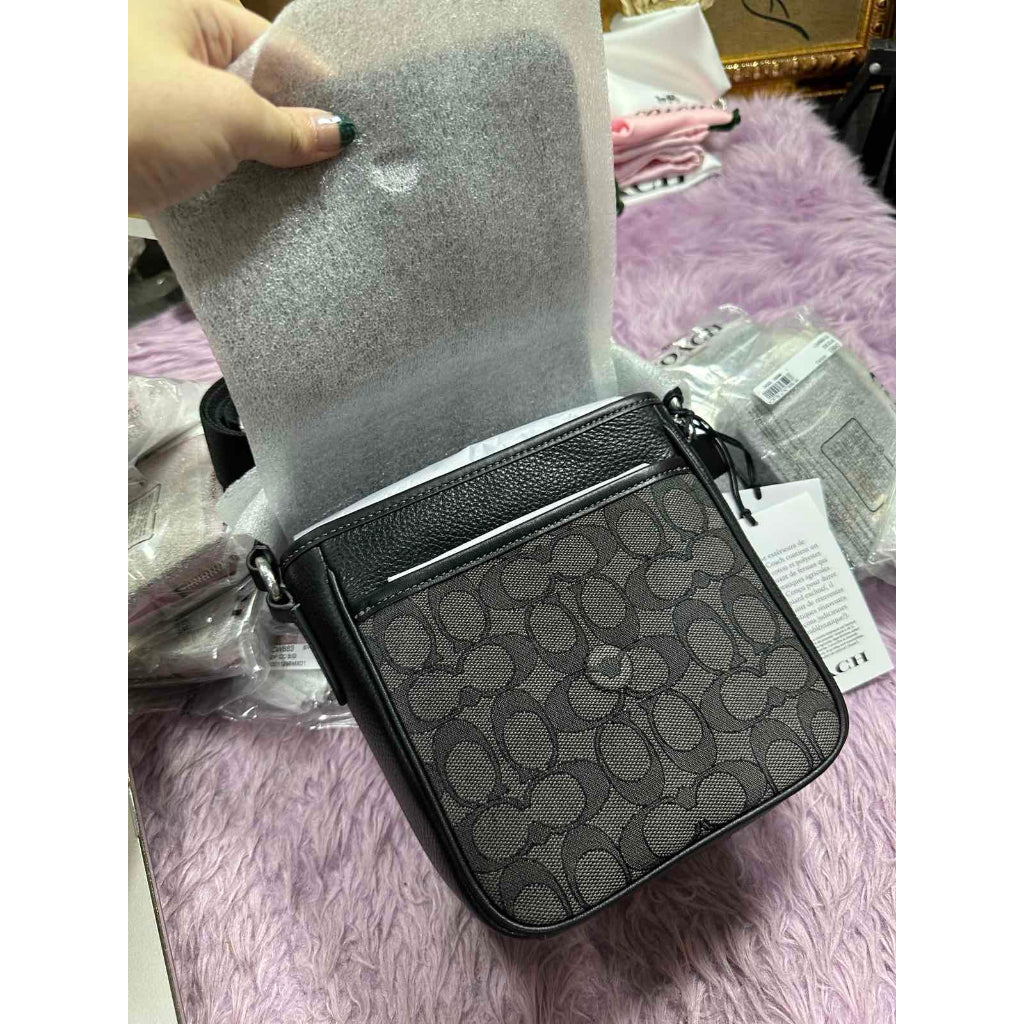 ORIG & IMPORTED CCH Lucas Crossbody Men Black Bag In Jacquard Charcoal/Black