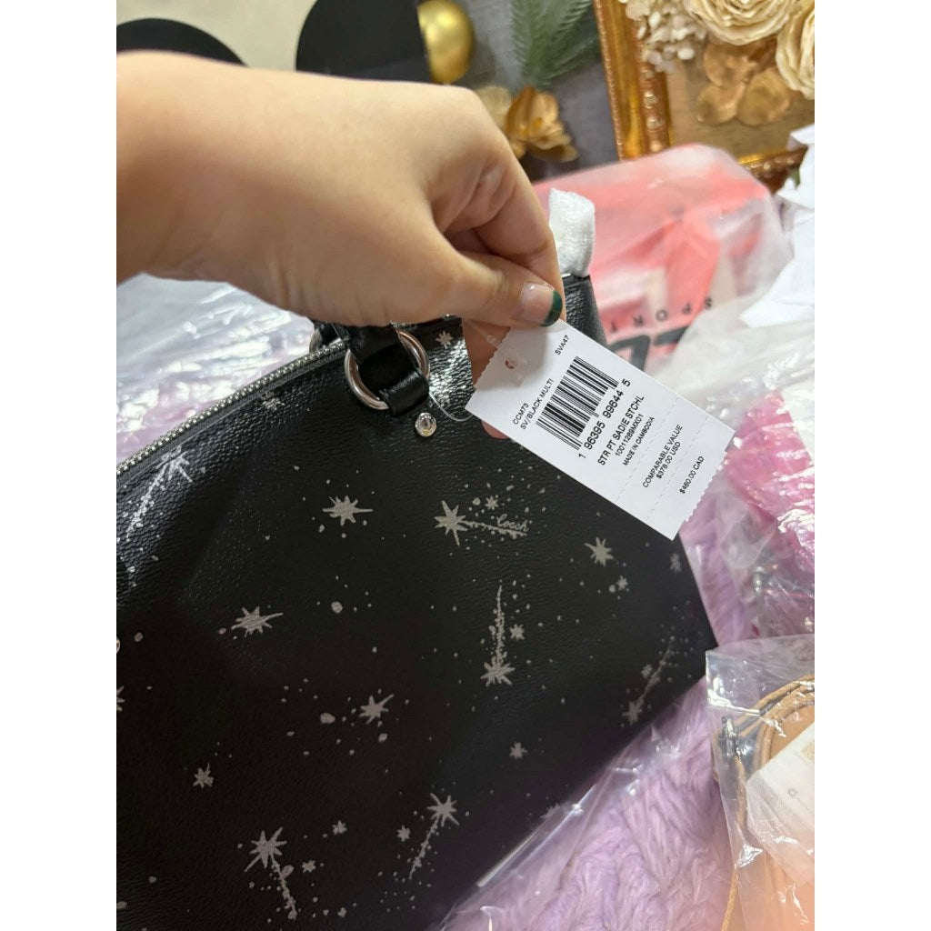 ORIG & IMPORTED CCH Sadie Satchel Black Bag With Star Print