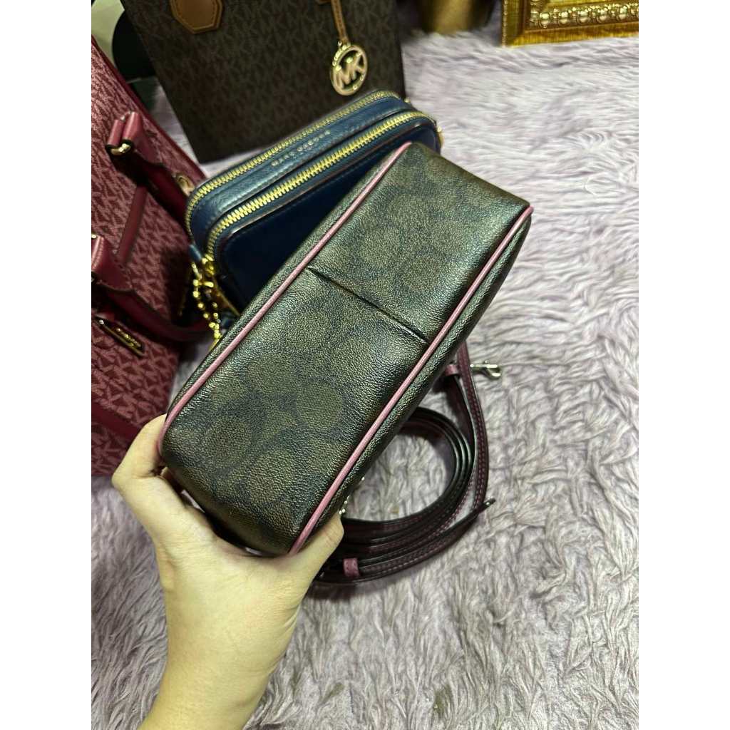 ORIG Preloved CCH Top Handle Pouch Crossbody Small Brown/Pink Bag