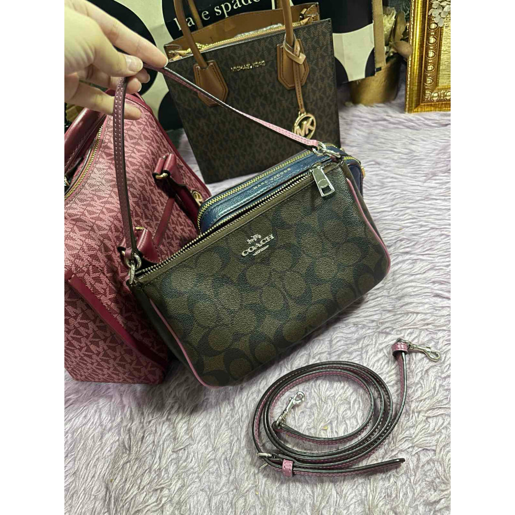 ORIG Preloved CCH Top Handle Pouch Crossbody Small Brown/Pink Bag