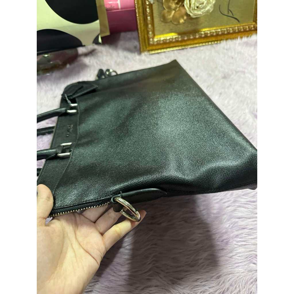 ORIG Preloved CCH Black Beckett Leather Brief Case Laptop Men Bag