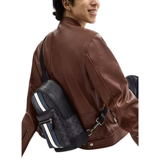 ORIG & IMPORTED CCH West Pack In Signature Canvas Varsity Stripe Men Black Bag
