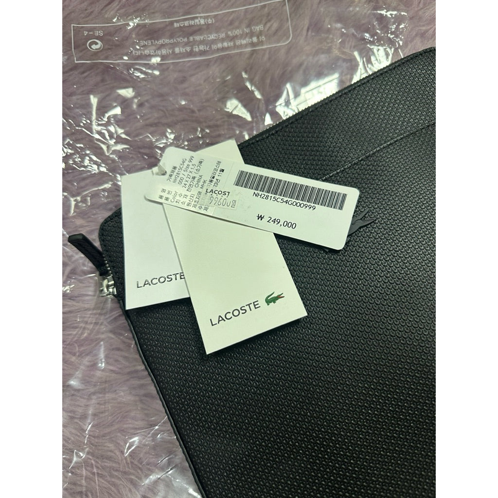 ORIG & IMPORTED Lacoste Chantaco Slim Flat Leather Men Black Bag