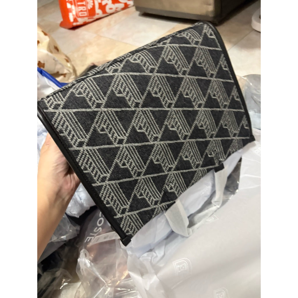 ORIG & IMPORTED Lacoste Small Heritage Jacquard Tote Black Bag