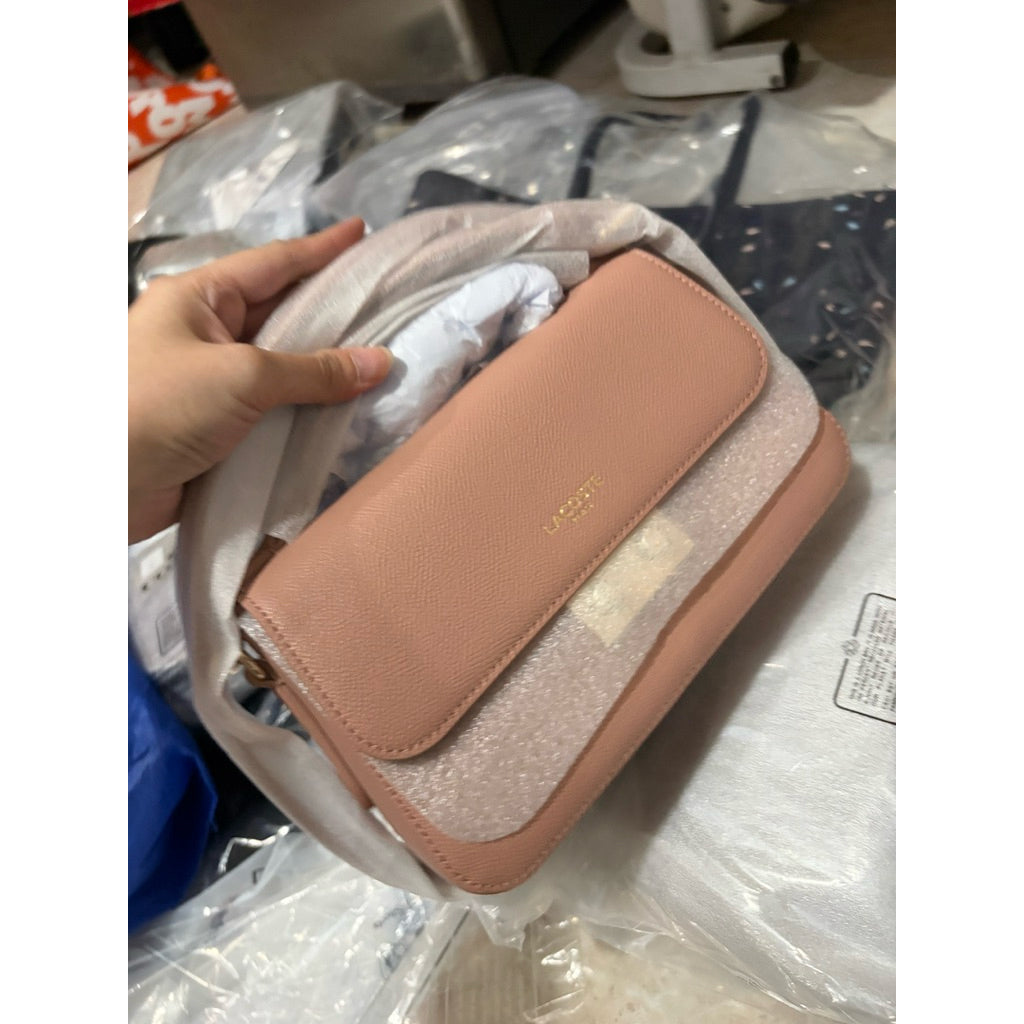 ORIG & IMPORTED Lacoste Champs-Élysées Shoulder Flap Taupe/Pink Bag