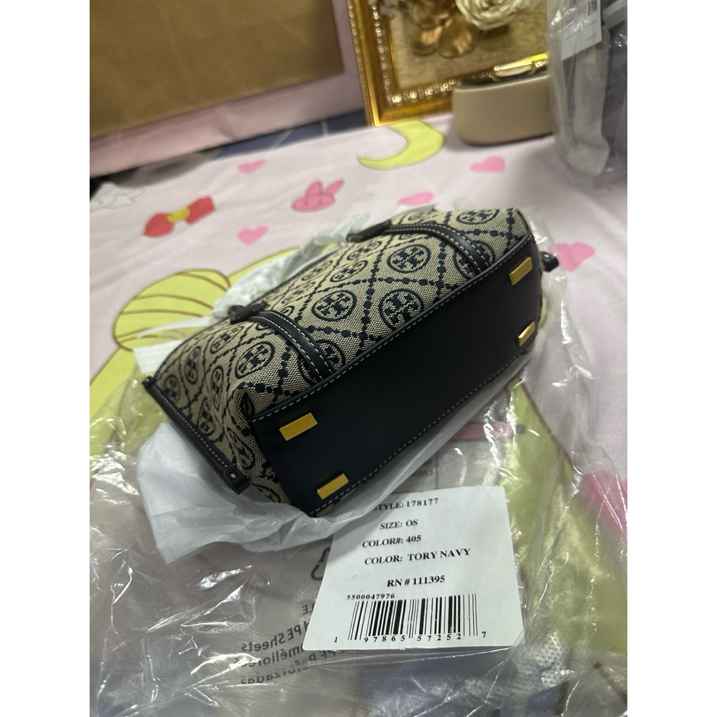 ORIG & IMPORTED Tory TB T Monogram Mini Perry Tote Navy Blue Bag