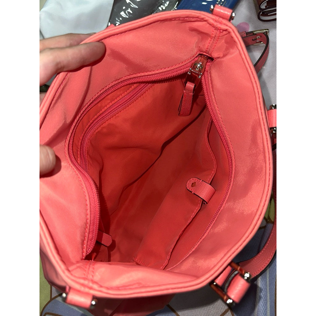 ORIG Preloved KS Retail Taylor Small Nylon Tote Crossbody Bag Coral Pink Peach