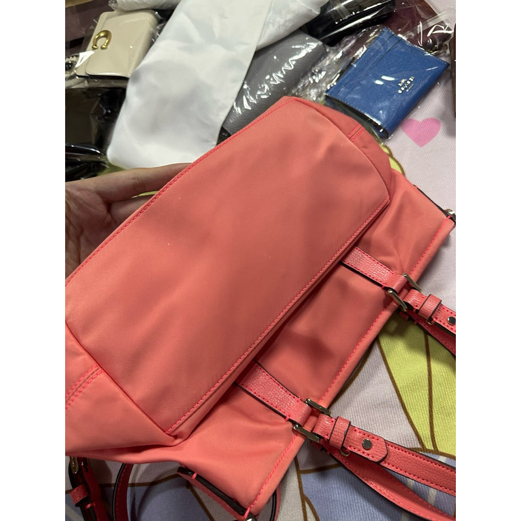 ORIG Preloved KS Retail Taylor Small Nylon Tote Crossbody Bag Coral Pink Peach