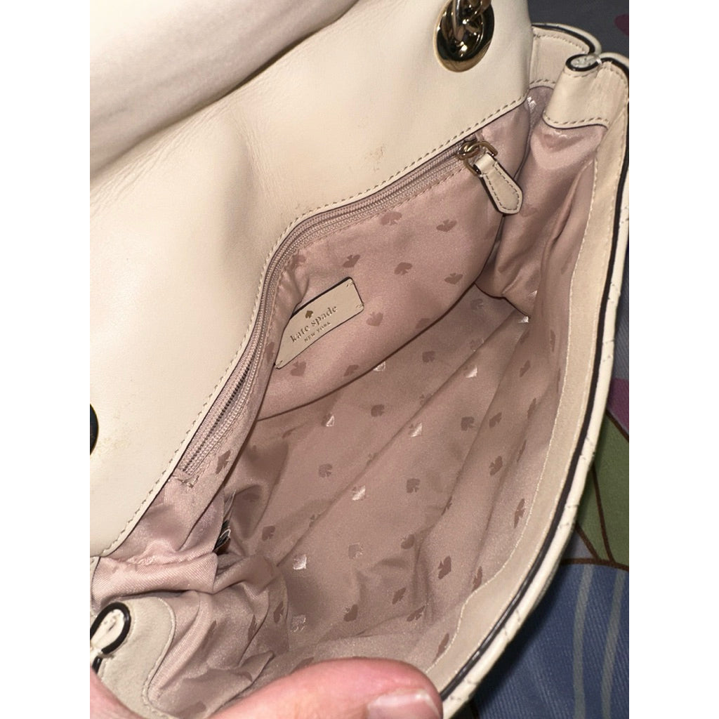 ORIG Preloved KS Natalia Medium Flap Shoulder Bag in White Cream Bag