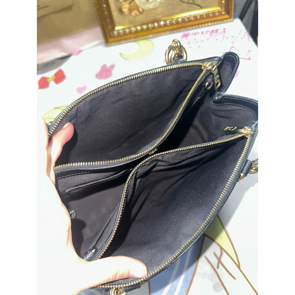 ORIG Preloved Coach Crossgrain Large Brooke Carryall Dark Blue Bag