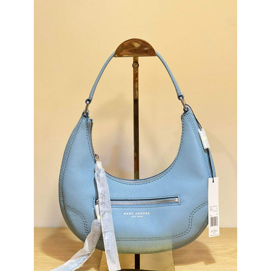 ORIG & IMPORTED MJ Small Leather Crescent Shoulder Hobo Blue Bag