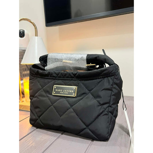 ORIG & IMPORTED MJ Quilted Nylon Crossbody Bag in Black