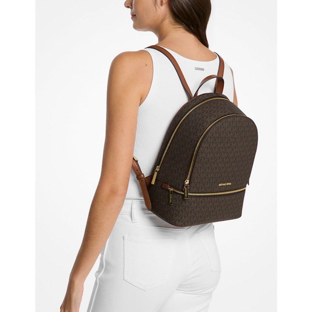 ORIG & IMPORTED MK Rhea Medium Logo Brown Backpack Bag