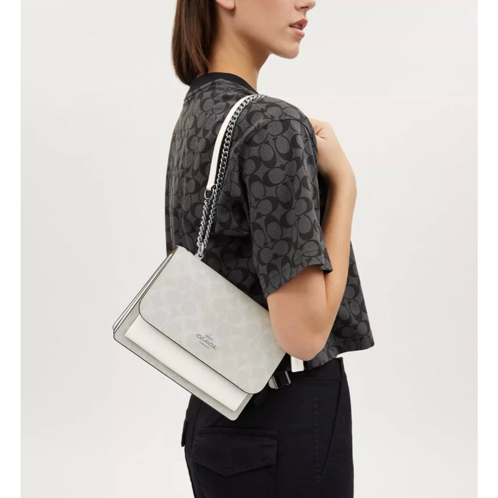 ORIG Preloved CCH Klare Crossbody White Shoulder Chain Bag In Signature Canvas